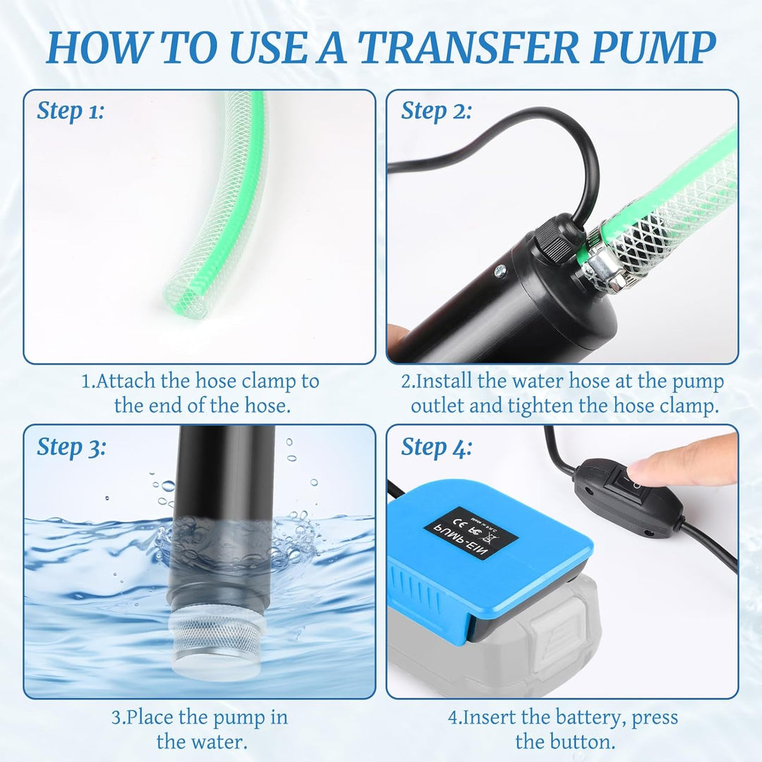CPROSP Sumpfpumpe Kompatibel mit Bosch PBA 18V Batterie (Keine Batterie), Wasserpumpe 30L/min, Trans