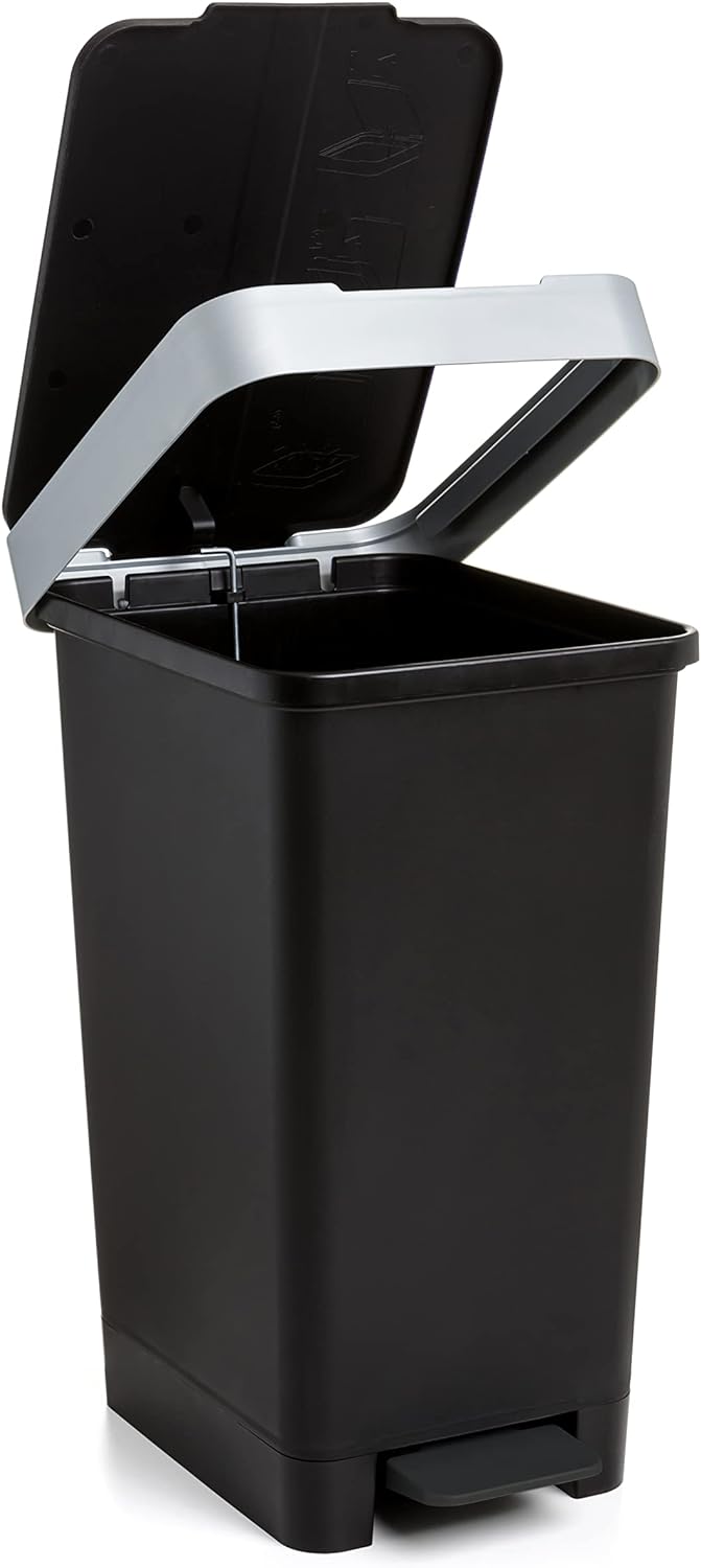TATAY Mülleimer Küche Smart, 25L Fassungsvermögen, Einziehbares Pedal, Polypropylen, BPA-frei, 30L M