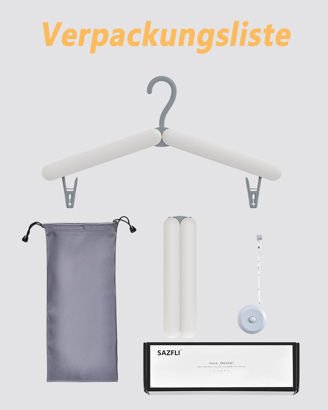 Faltbare Reisebügel 4er-Set – Leichte ABS-Kleiderbügel mit integrierten Clips, kompakt 19 cm gefalte
