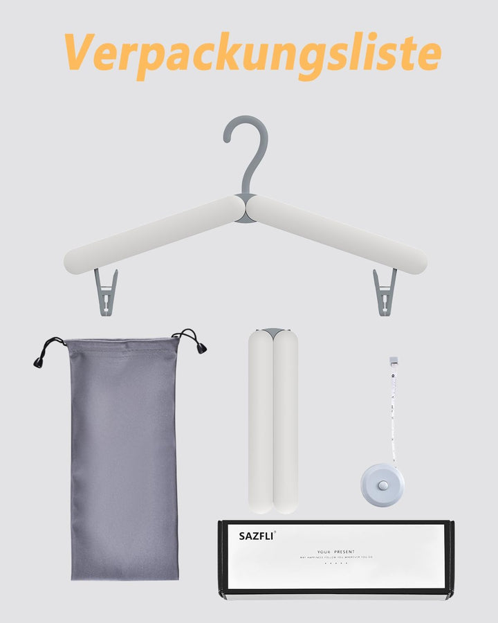 Faltbare Reisebügel 4er-Set – Leichte ABS-Kleiderbügel mit integrierten Clips, kompakt 19 cm gefalte