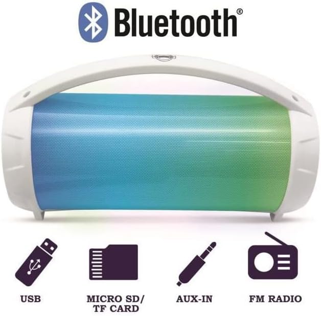 Lexibook BTP585Z iParty-Tragbarer Bluetooth-Lichtlautsprecher mit Mikrofon, Stereoanlage, Lichteffek