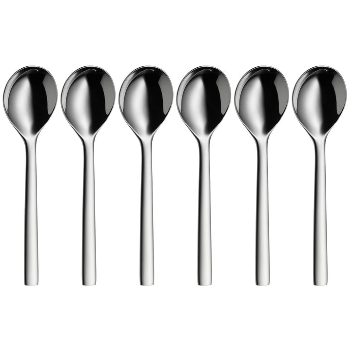 WMF Nuova Suppenlöffel Set 6-teilig, 17 cm, Müslilöffel, Kinderlöffel, Esslöffel, Cromargan Edelstah