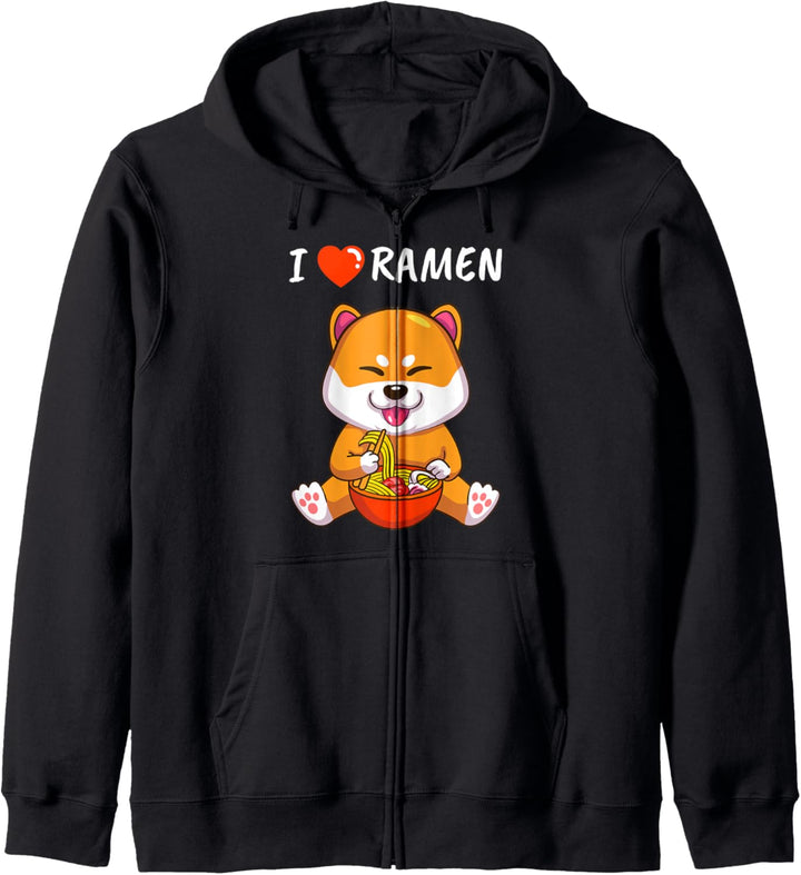 I Love Ramen Kawaii Shiba Inu Hund Japanische Nudeln Ramen Kapuzenjacke