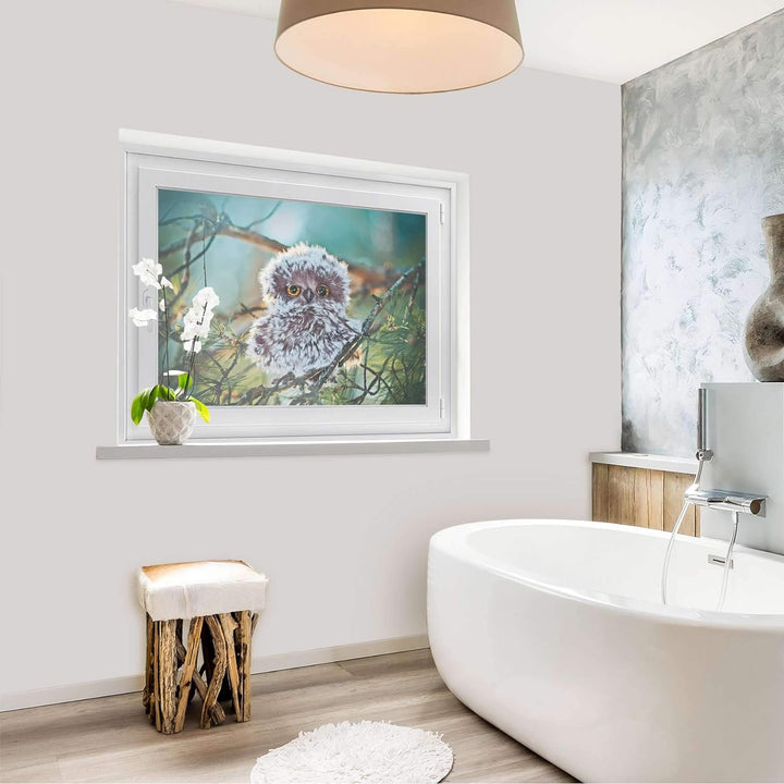 Fensterdeko I Sichtschutz Fenster-Sticker Selbsthaftend I Dekofolie für Bad, Küche, Kinderzimmer - W