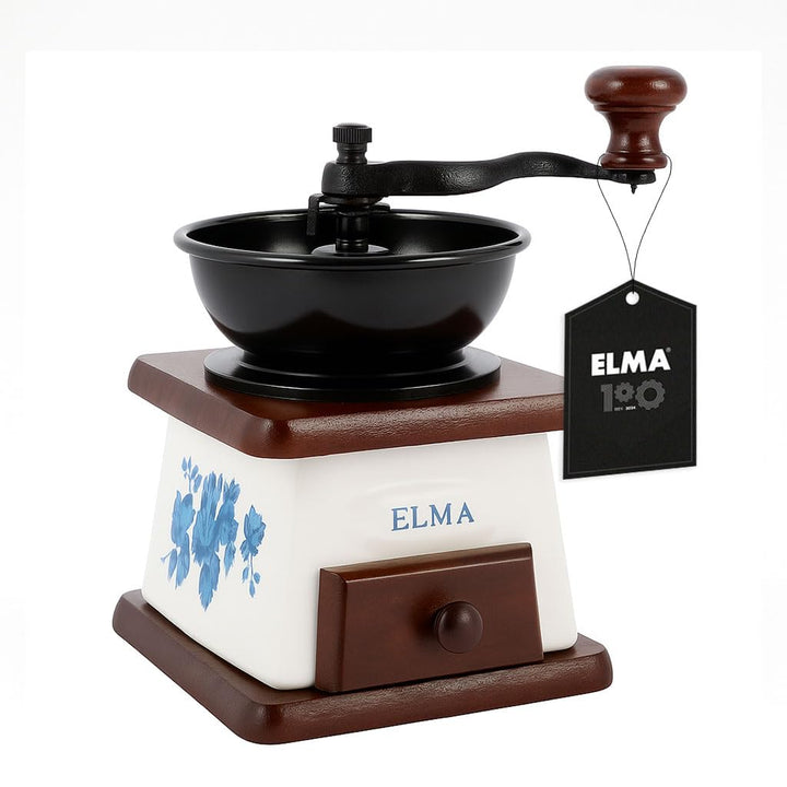 ELMA Manuelle Kaffeemühle aus Keramik für den dekorativen Einsatz, braune Vintage-Stil Retro manuell