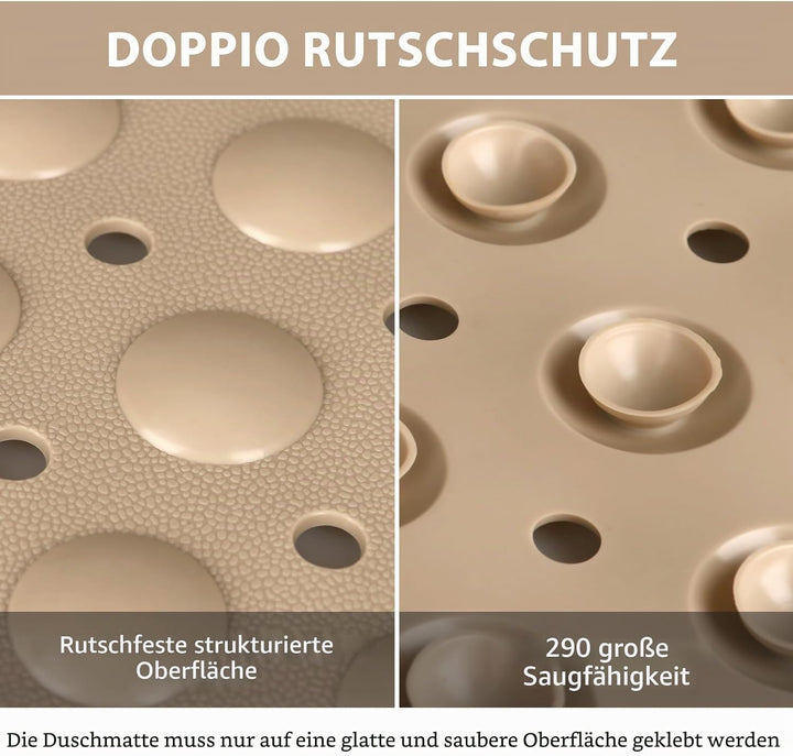 Gross Duschmatte rutschfest 60x90cm: Weich TPE Duscheinlage mit Ablauflöchern und Saugnäpfen - Antir