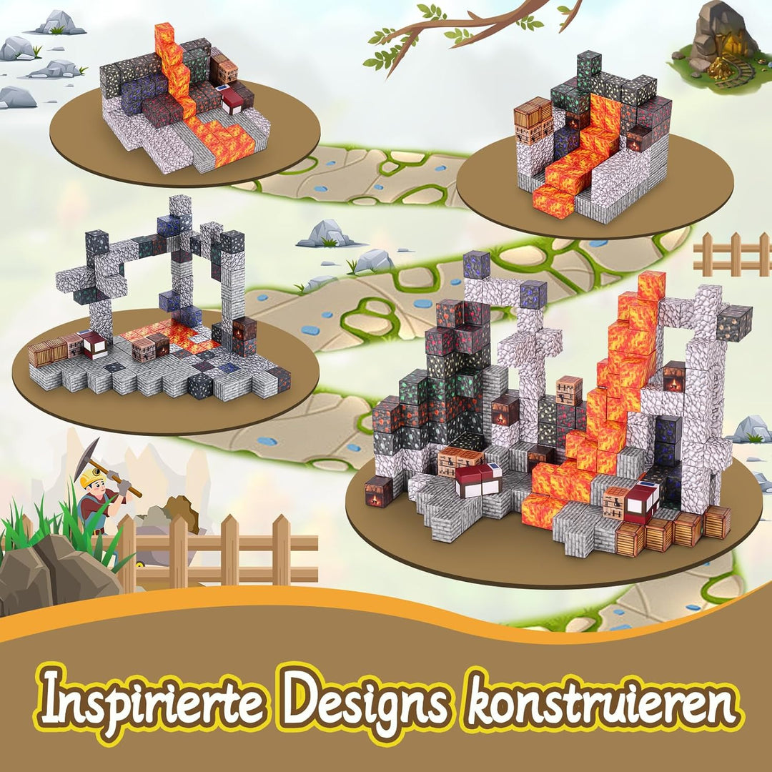 Ulikey Magnetische Bausteine, 80 Stück Magnetic Building Cubes 2.5CM Magnetische Würfel Set Bergwerk