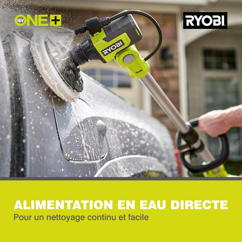 RYOBI 18 V ONE+ Akku-Nass-Reinigungsbürste RWTS18-0 (teleskopierbar bis 1,4m, 15 cm Borstenkopf, Max