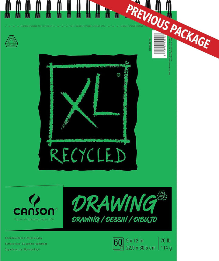 Canson XL Series Recycling-Bristol-Papierblock, doppelseitig, glatt und Pergamentpapier für Bleistif