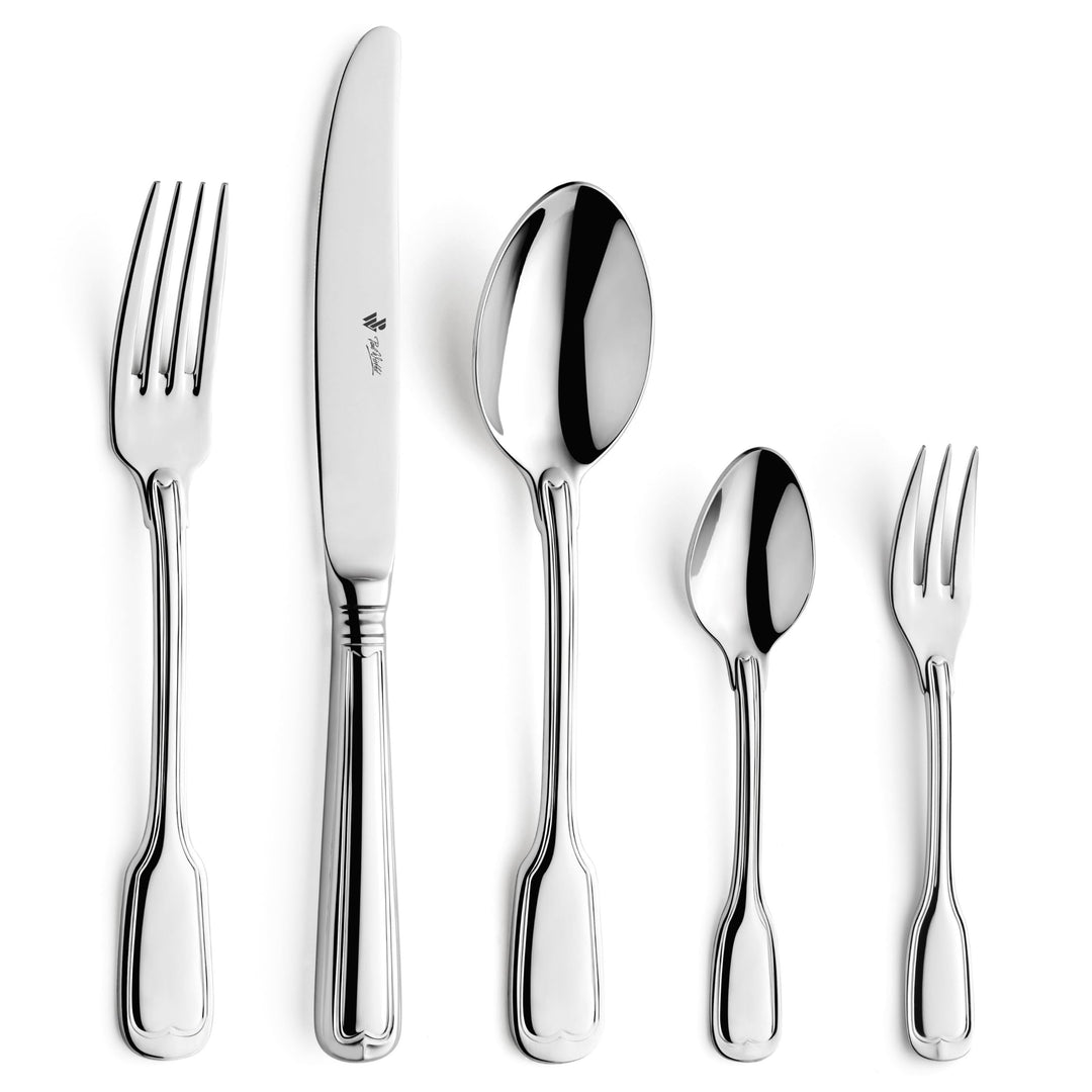 PW Paul Wirths AUGSBURGER FADEN 9800 Besteck Set für 6 Personen, Essbesteck 30 teilig, Edelstahl pol
