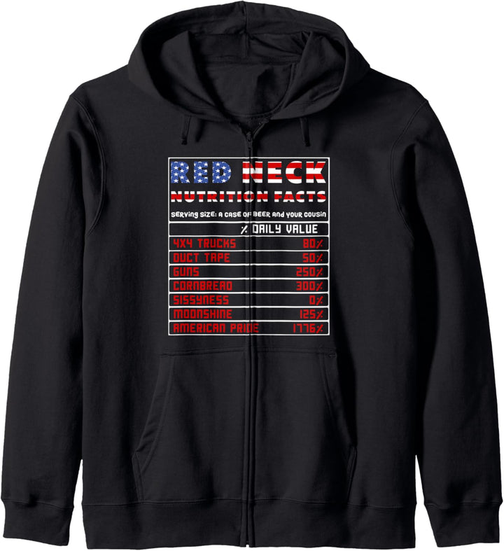 Lustiges T-Shirt zum 4. Juli, Redneck Nutrition Facts Kapuzenjacke
