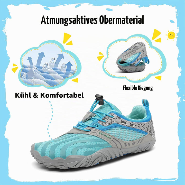SAGUARO Jungen Mädchen Barfussschuhe Atmungsaktiv Badeschuhe für Kinder Gr.24-36 26 EU Blau, 26 EU B
