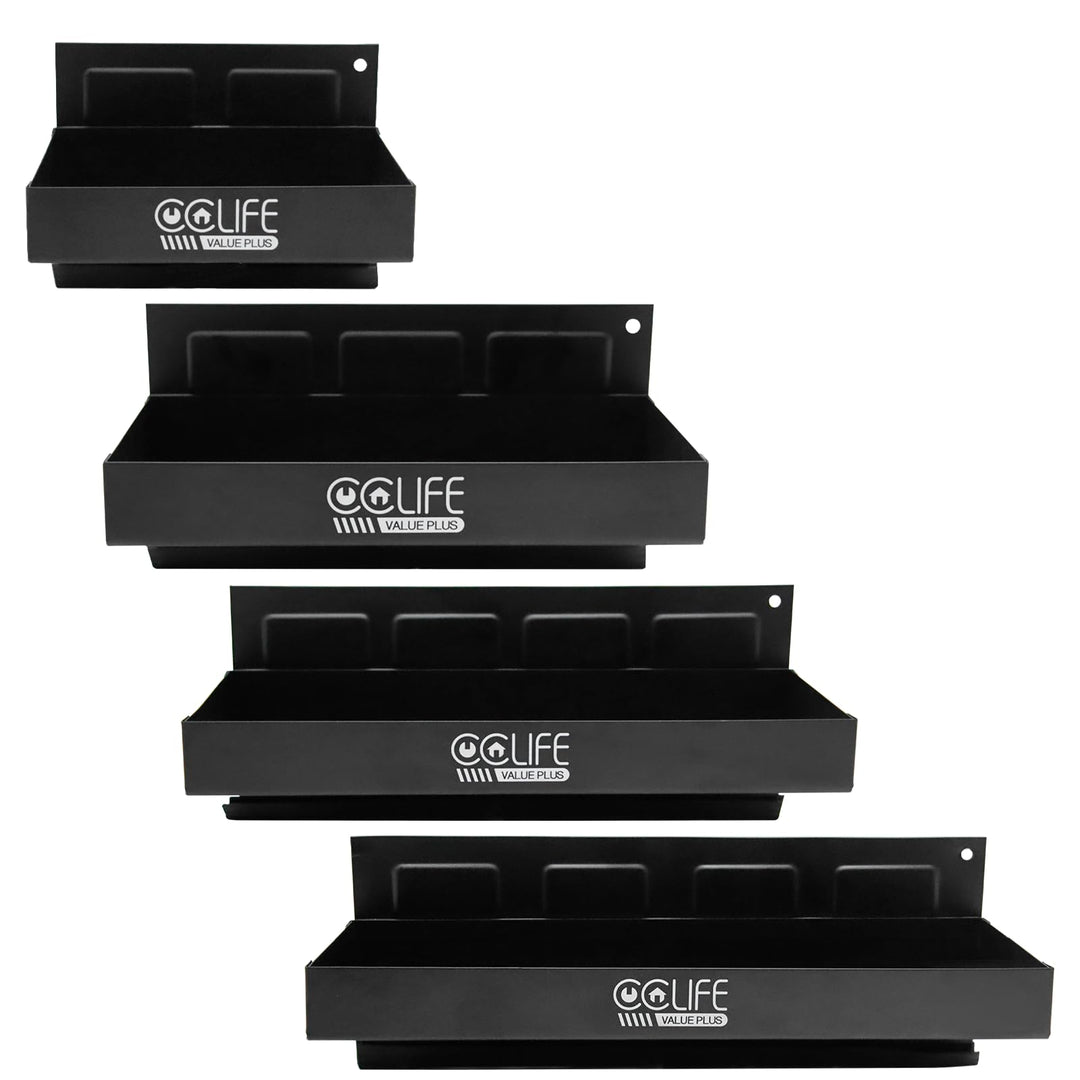 CCLIFE 4tlg Magnet Ablagen Schwarzes 150-210-270-310mm Magnetschale Werkzeug Halterung für Werkstatt