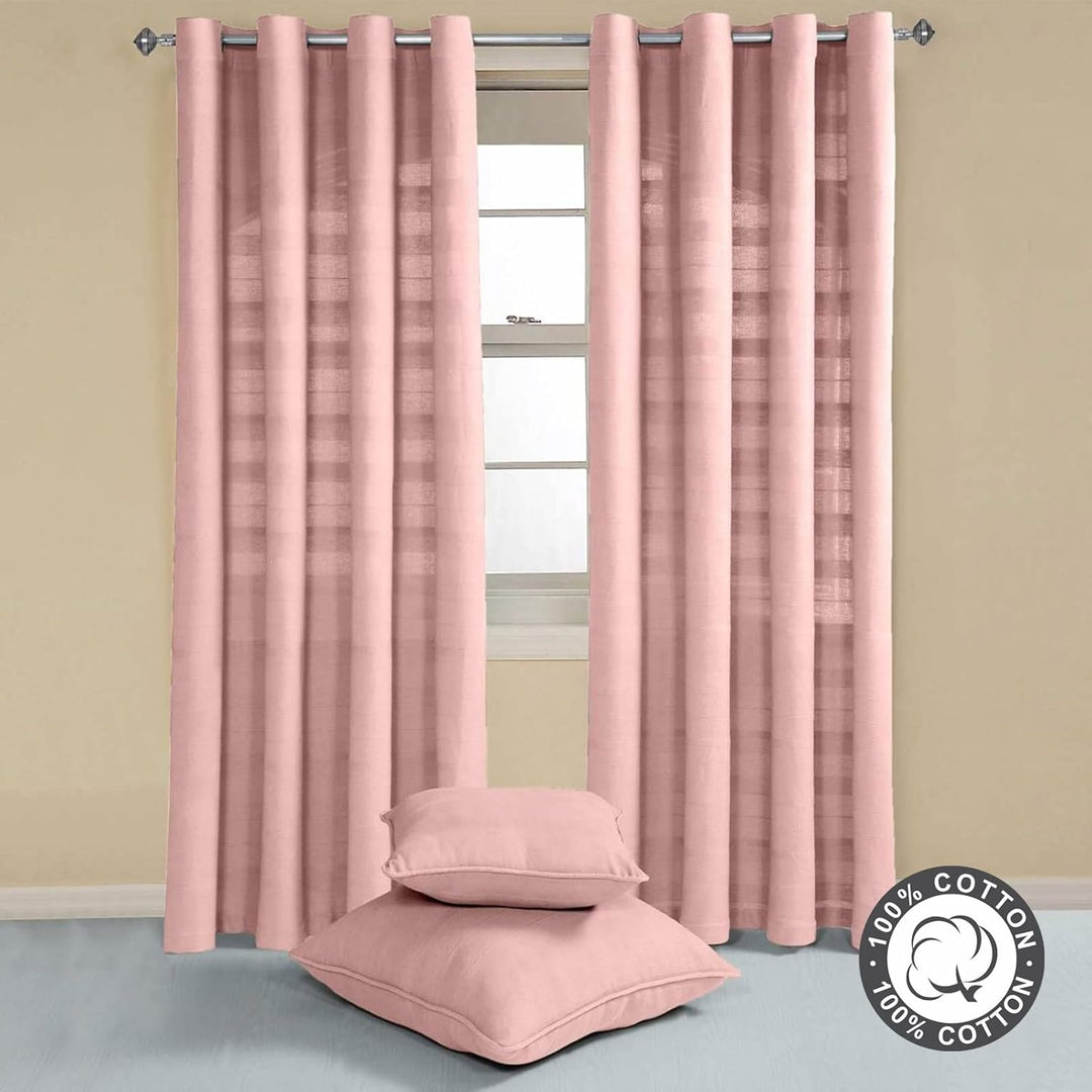 Homescapes handgewebter Vorhang Rajput im 2er Set in Rosa, 170 x 230 cm (Breite x Länge), Ösenvorhan