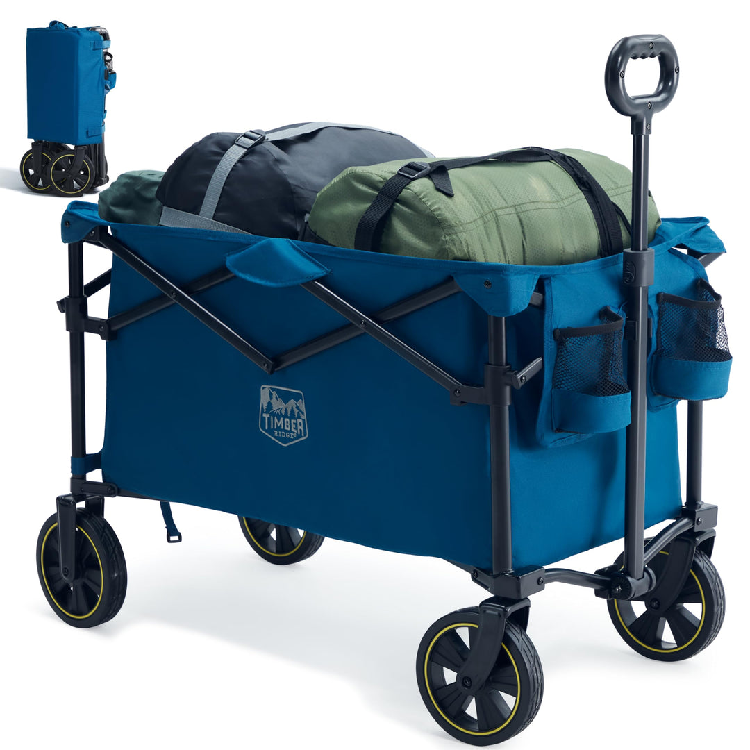 TIMBER RIDGE Bollerwagen Faltbar 200L mit Getränkehalter Verstellbarem Griff, Handwagen Transportwag