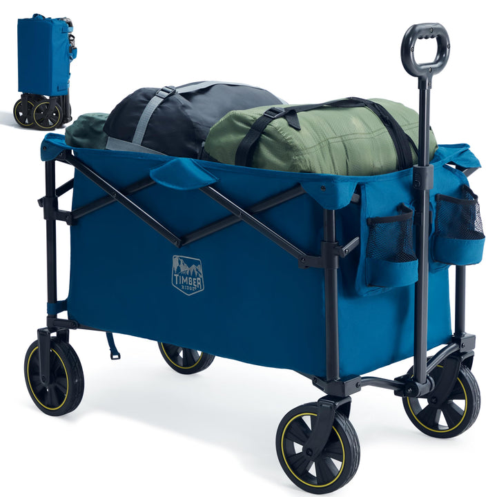 TIMBER RIDGE Bollerwagen Faltbar 200L mit Getränkehalter Verstellbarem Griff, Handwagen Transportwag