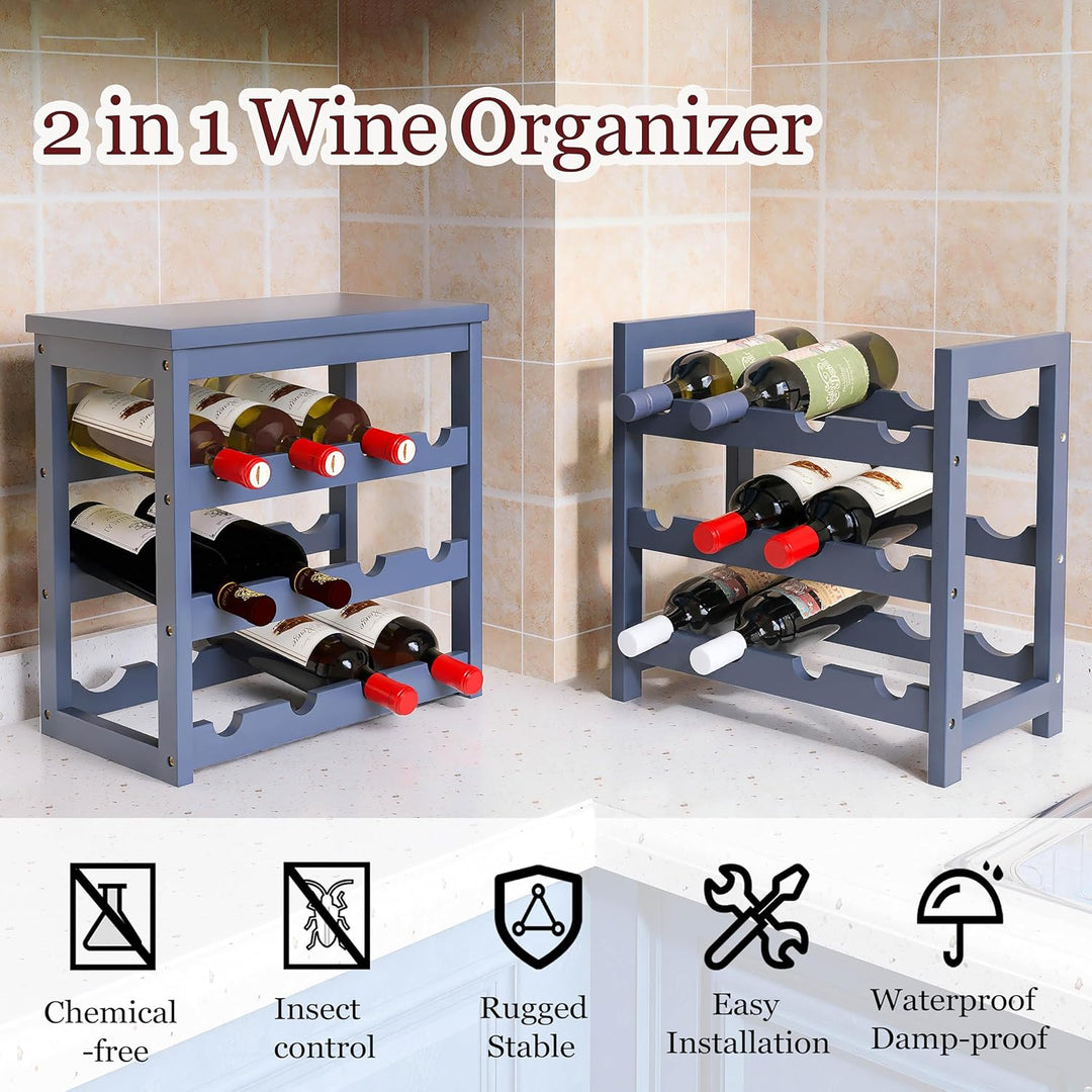 Weinregal, 6 Etagen 24 Flaschen Bambus Wein Organizer Halter, Boden Freistehende Wobble-Free Wein Di