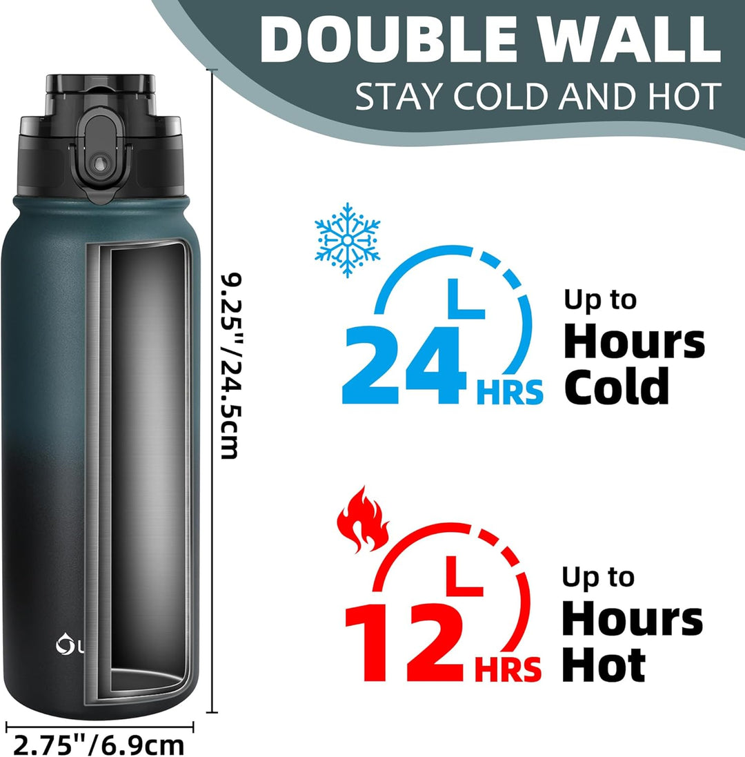 OLDLEY 600ml/20oz Edelstahl-Wasserflasche, Doppelwandige Vakuumflasche, Hält Getränke Heiss und Kalt