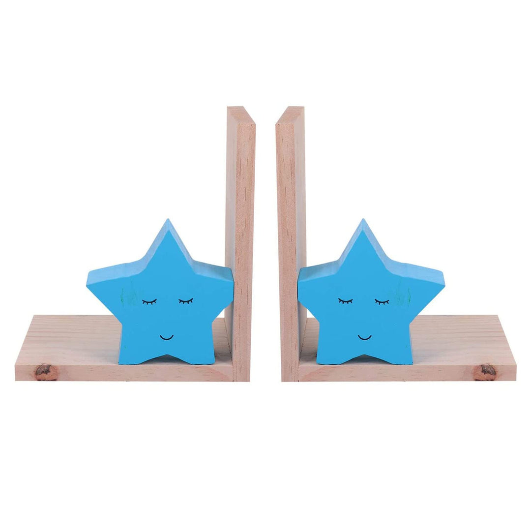 Nacnic Dekorativer Kinderbuchhalter mit blauem Sternen Design | Kinderbuchhalter im nordischen Stil
