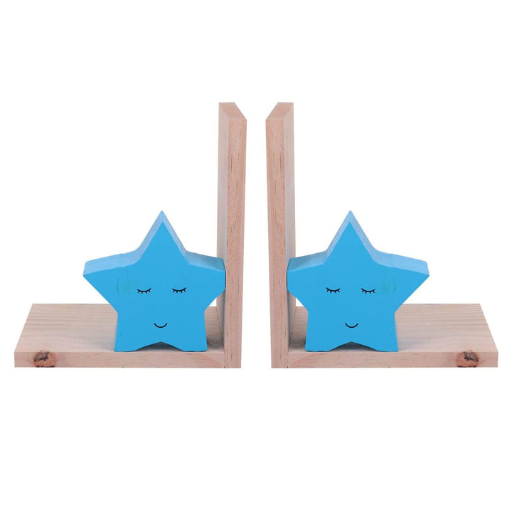 Nacnic Dekorativer Kinderbuchhalter mit blauem Sternen Design | Kinderbuchhalter im nordischen Stil