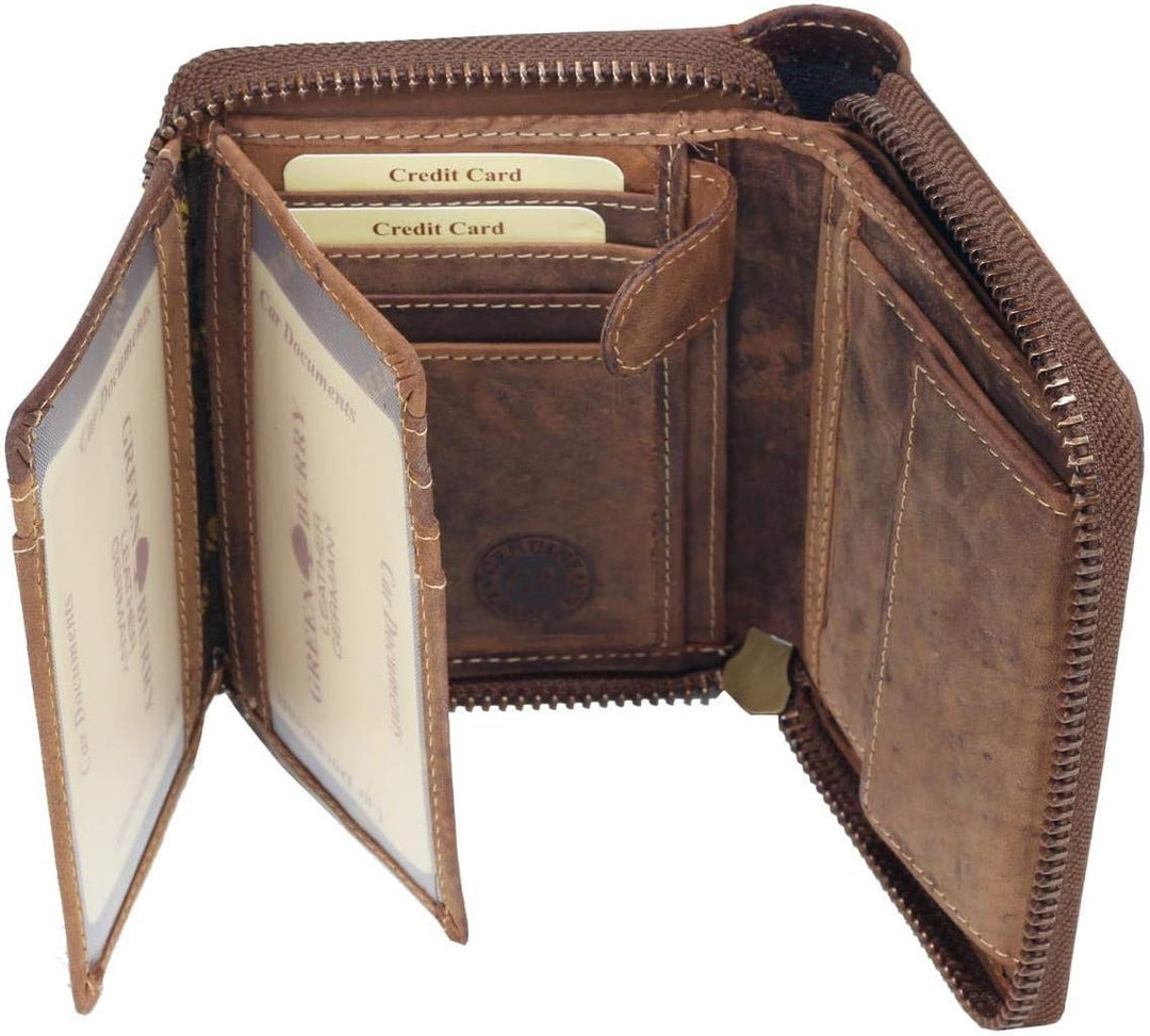 Greenburry Damen Geldbörse Braun 13x10x3cm mit Motiv Einer Katze (Babykatze), Babykatze