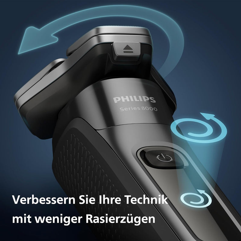 Philips Shaver Series 8000 – Elektrischer Nass- und Trockenrasierer für Herren mit ausklappbarem Tri