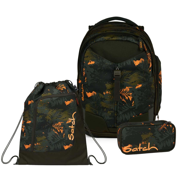 Satch Match Schulrucksack Set 3tlg. inkl. Schlamperbox und Sportbeutel Jurassic Jungle, Jurassic Jun