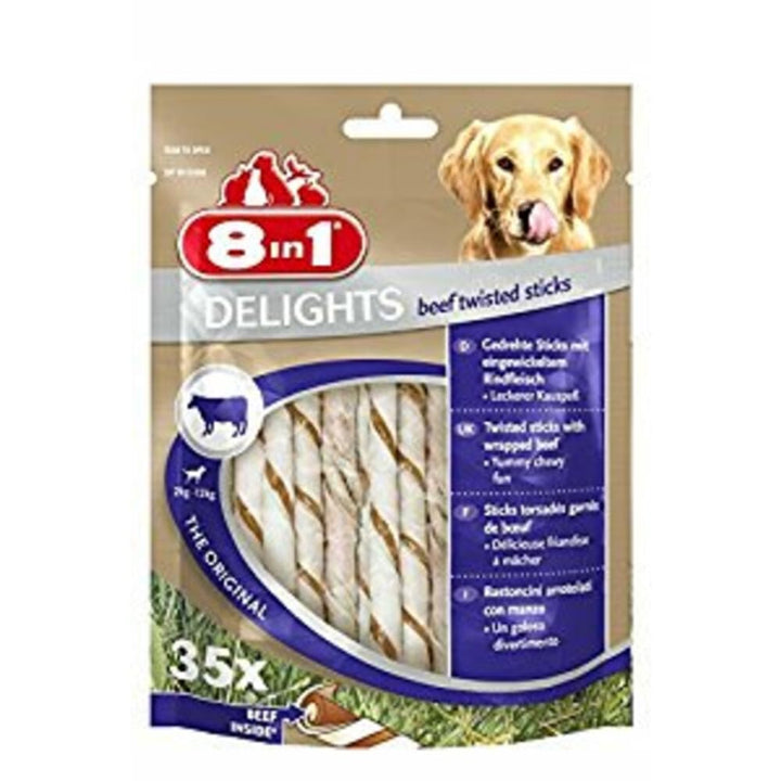 8in1 Delights Twisted Sticks Rindfleisch, 35 Stäbchen, 4 Stück, Sticks Rindfleisch