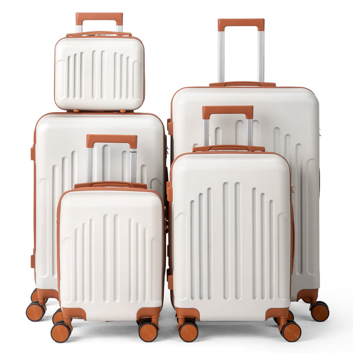 LEADZM Koffer Set 5 teilig Hartschale mit Kosmetikkoffer, Kofferset aus ABS, Reisekoffer mit Rollen