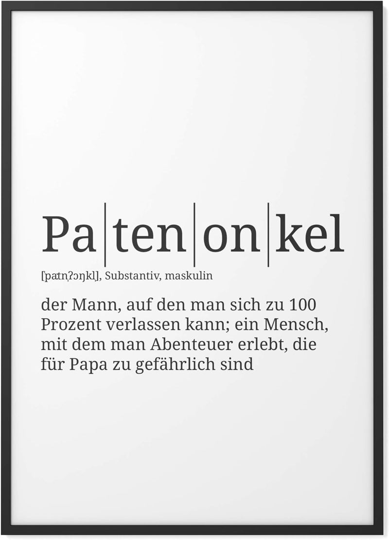 Papierschmiede® Definition: Patenonkel, DIN A1 (59x84 cm), XXL Poster für Wohnzimmer, Schlafzimmer,