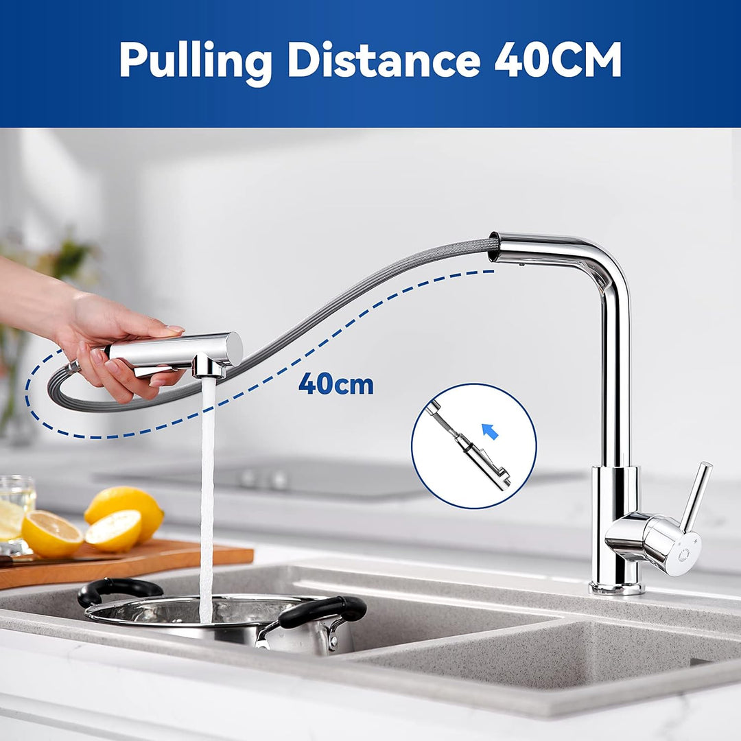 Wasserhahn Küche Ausziehbar, CECIPA Hochdruck Küchenarmatur mit Brause, Mischbatterie Küche mit 2 St