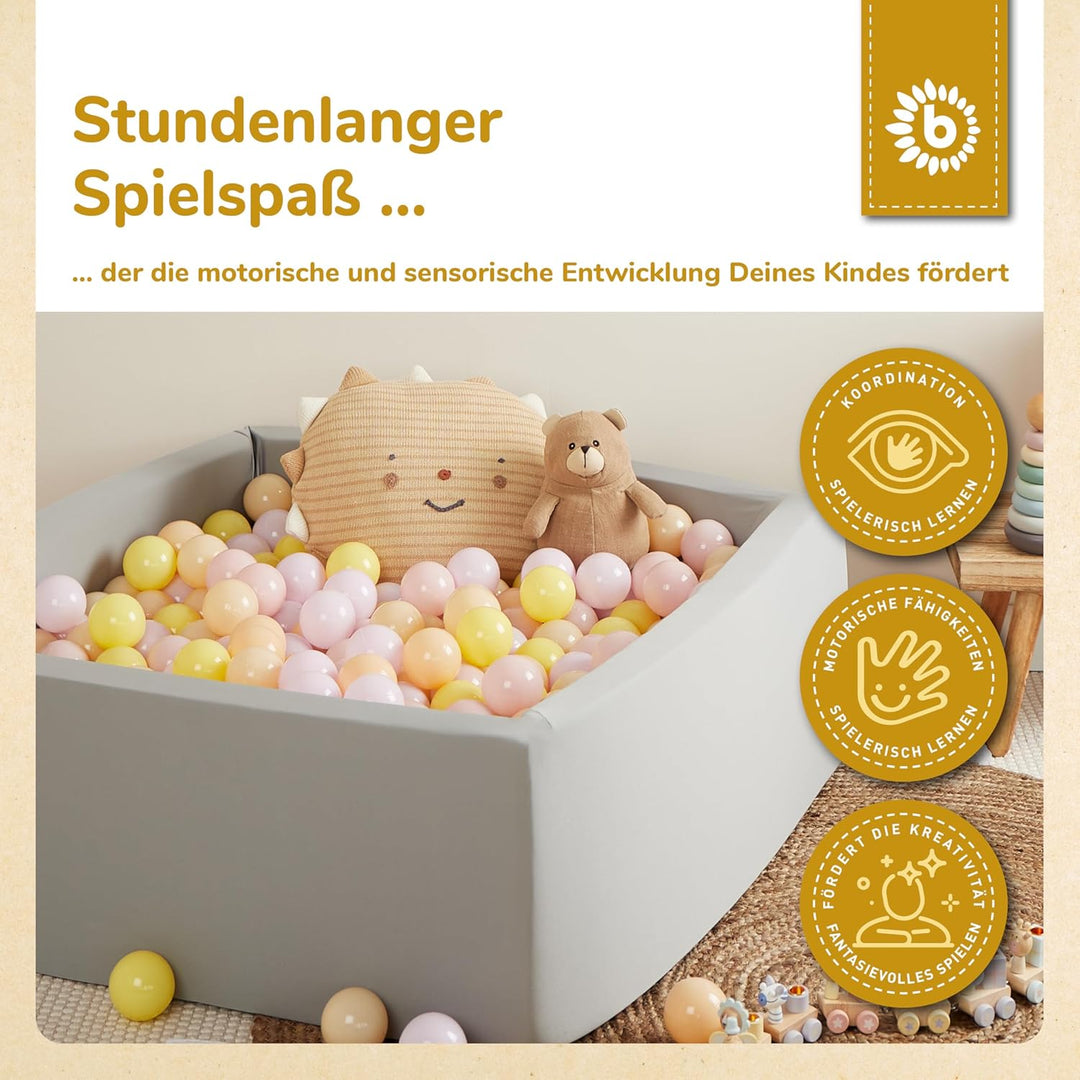 Bieco Bälle für Bällebad Blossom | 100 Bunte Bälle | Bällebad für Kinder & Babys | Draussen-Spiele,