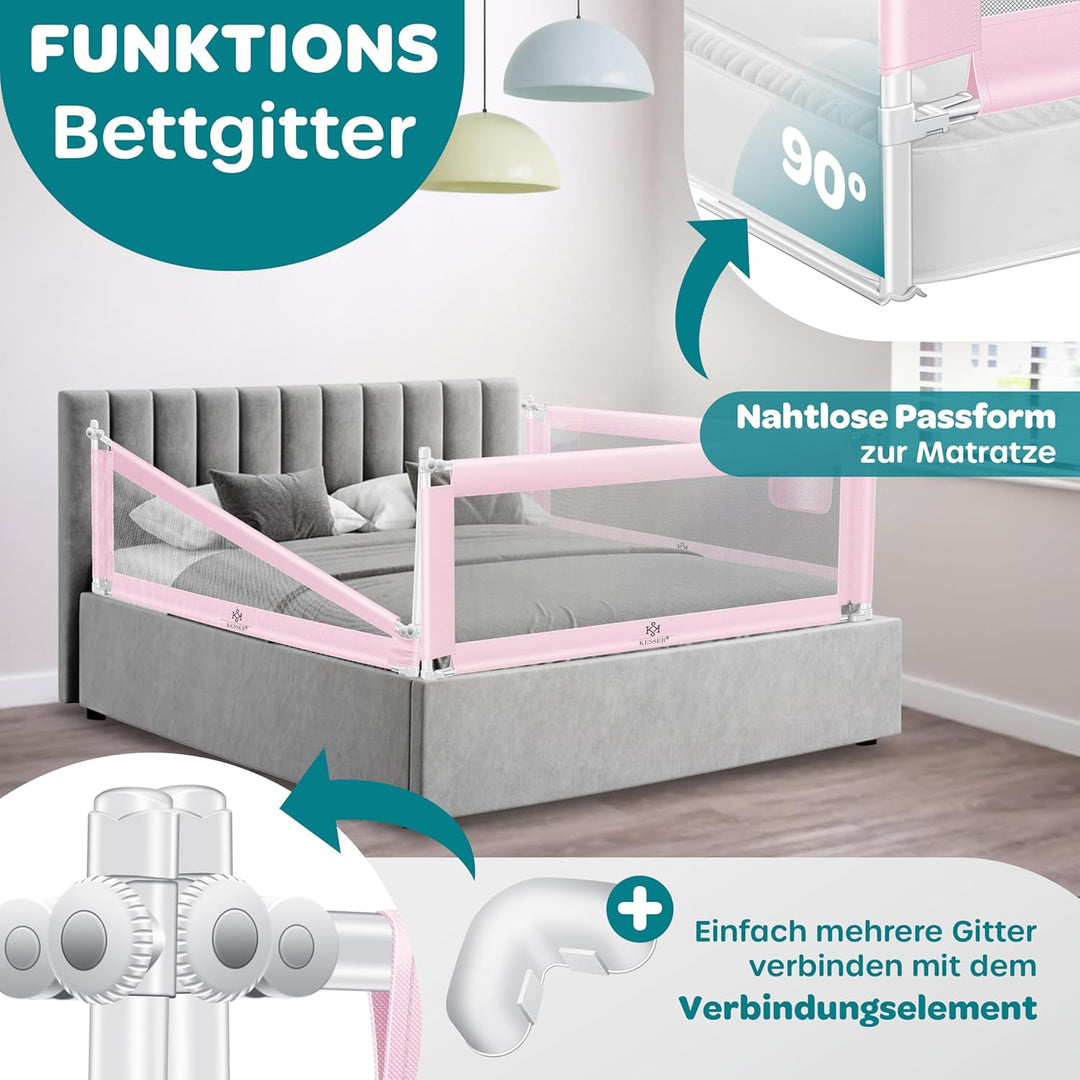 KESSER® Bettschutzgitter 150 cm, Rausfallschutz Bett & Bettgitter Kinderbett, klapp- & höhenverstell