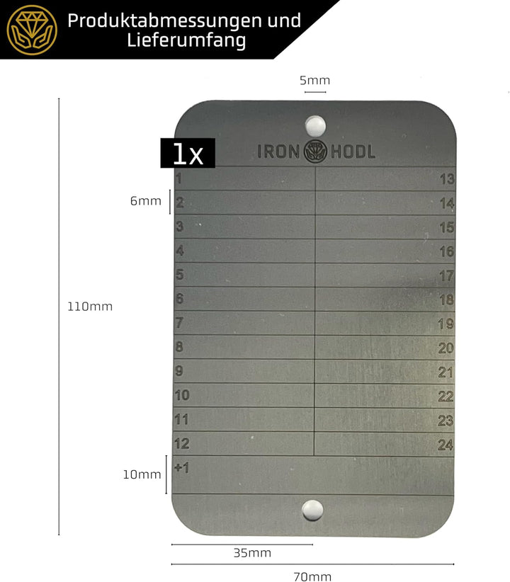 24+1 Stahl Geldbörse mit Metallplatte für Krypto Bitcoin und Krypto aus Stahl Ohne Testplatte, Ohne