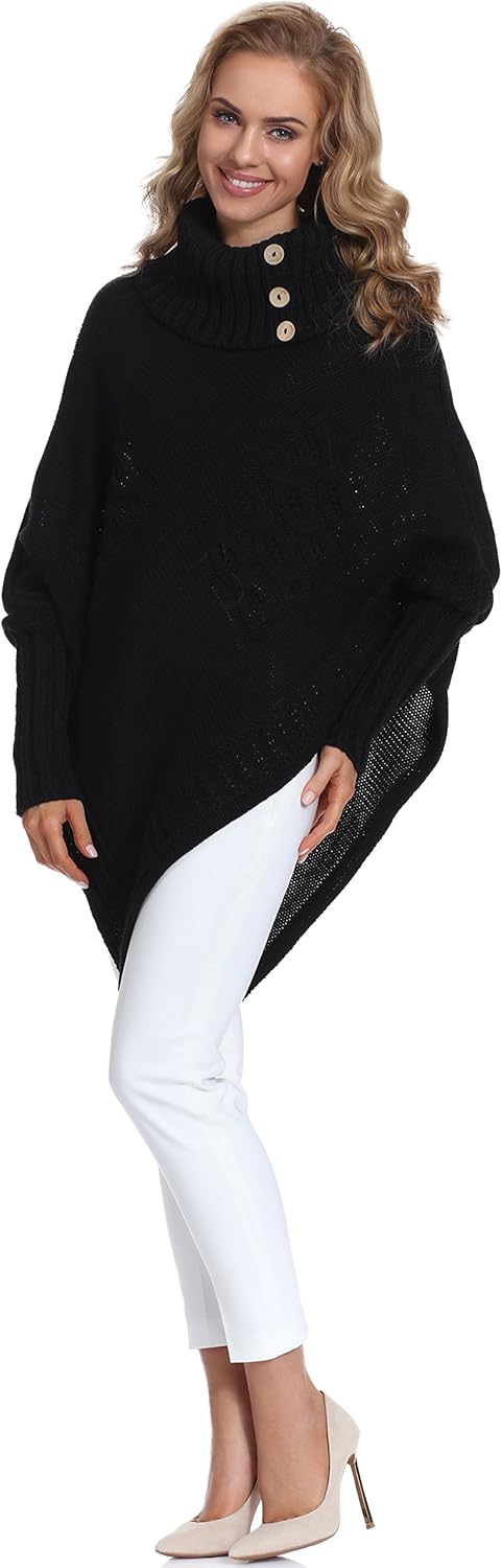 Merry Style Damen Poncho M83N4 Einheitsgrösse Schwarz, Einheitsgrösse Schwarz