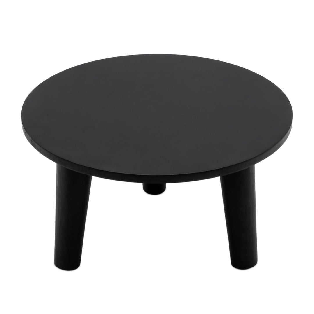 Spetebo Holz Blumenteller rund 25 cm - schwarz - Holz Pflanzenhocker mit 3 Füssen - Pflanzenständer