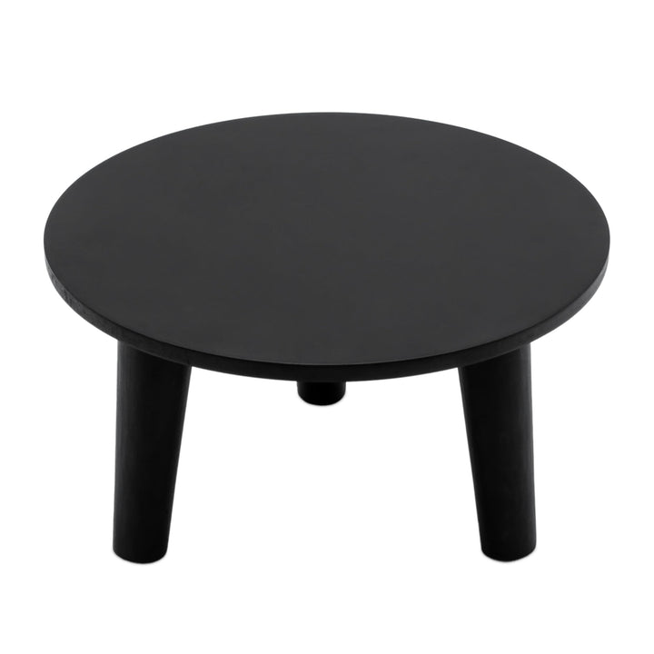 Spetebo Holz Blumenteller rund 25 cm - schwarz - Holz Pflanzenhocker mit 3 Füssen - Pflanzenständer
