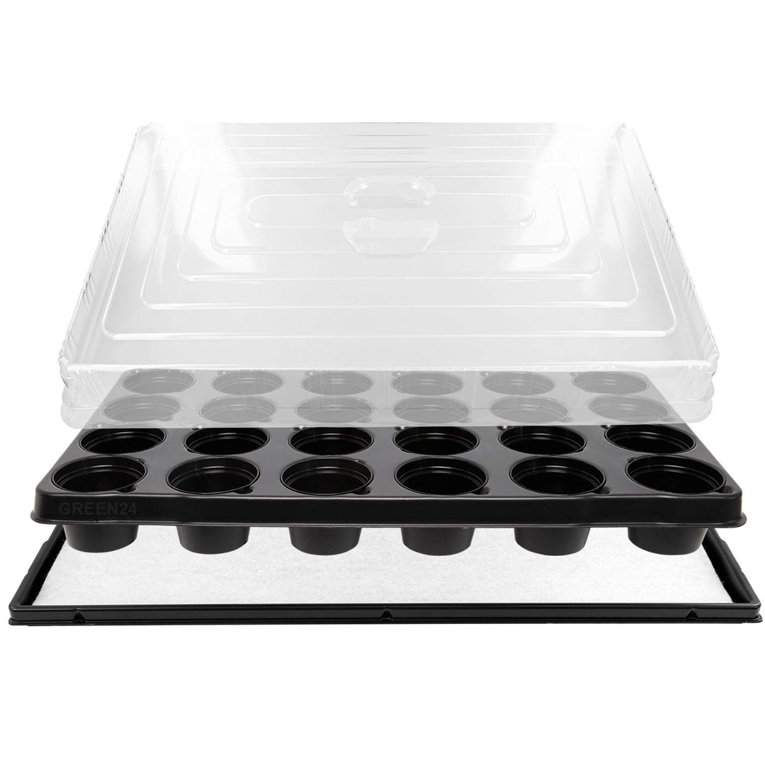 GREEN24 Hydroponik TP24-7 Zimmergewächshaus mit 24 Rundtöpfen Ø 7cm | Zimmer-Gewächshaus mit automat