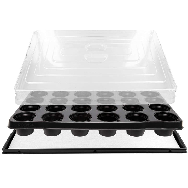 GREEN24 Hydroponik TP24-7 Zimmergewächshaus mit 24 Rundtöpfen Ø 7cm | Zimmer-Gewächshaus mit automat