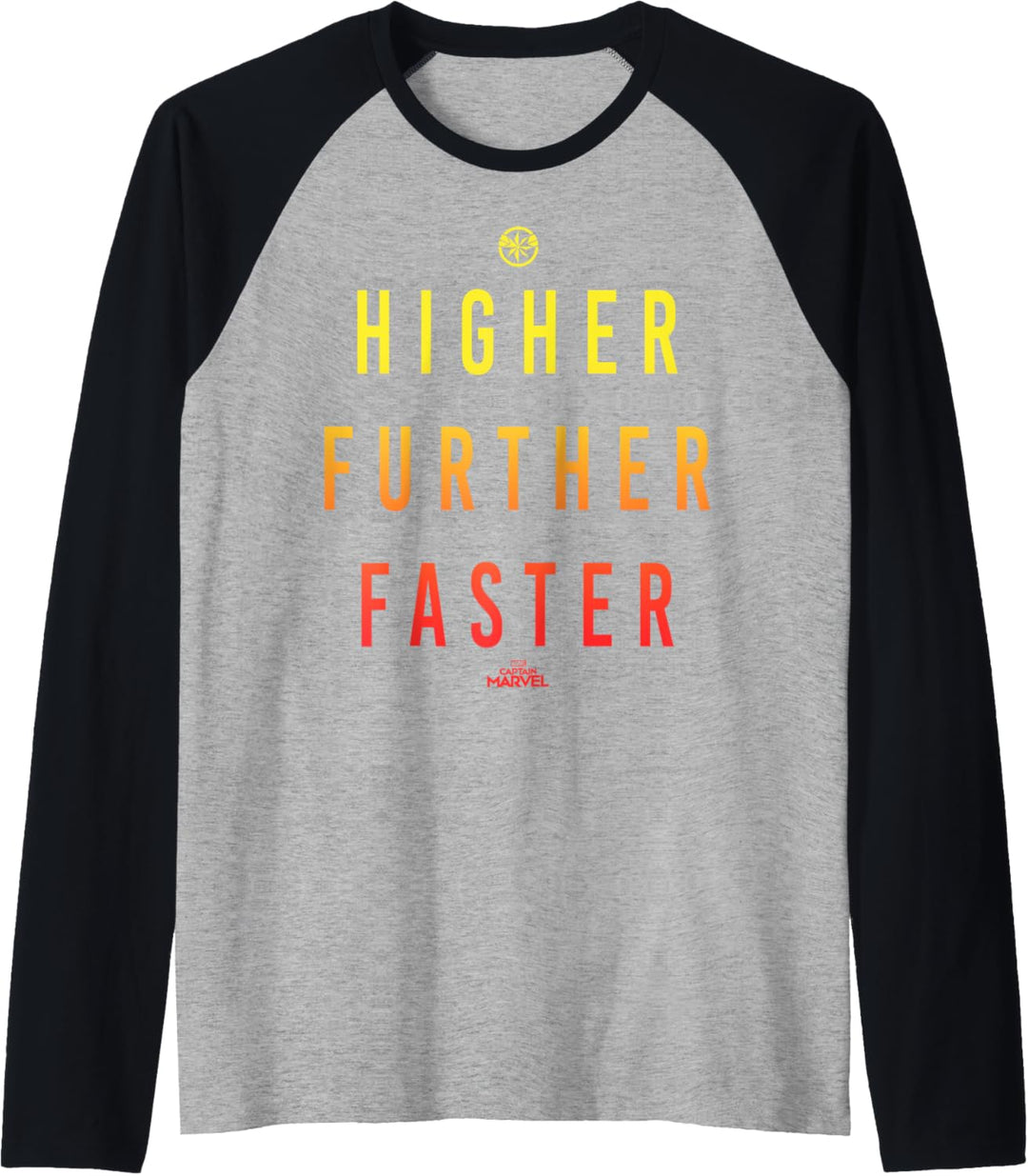 Captain Marvel Higher Further Faster Fade Raglan