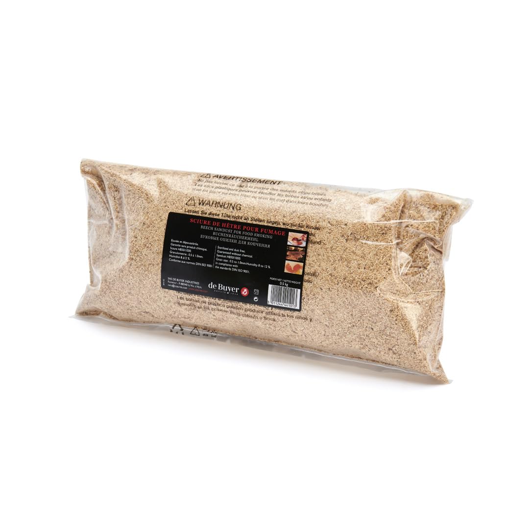 DE BUYER - 4441.01 – Beutel mit Sägemehl aus Buche, 0,5 k/Smoker 3441, Beige