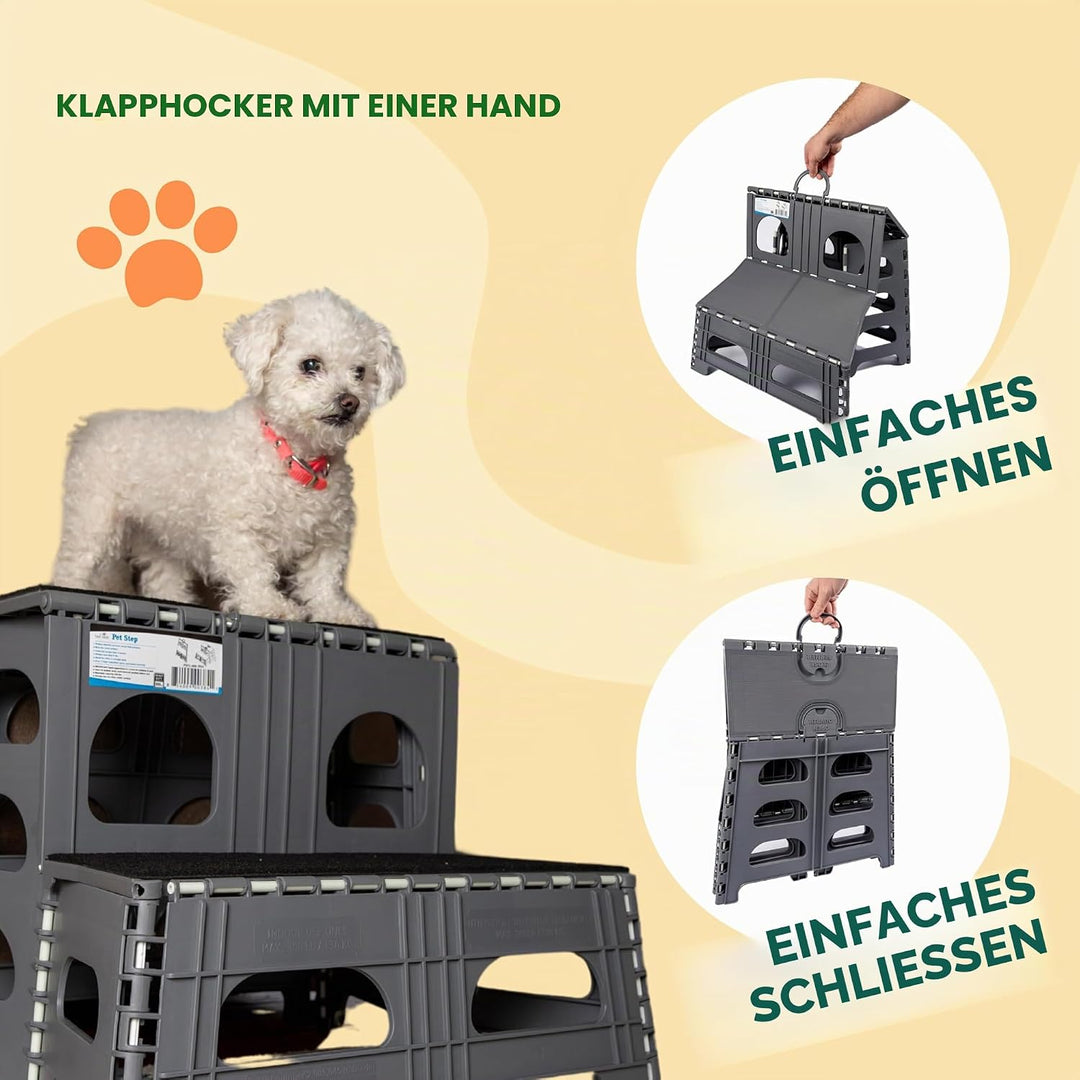 Bee Neat Hunde-Treppe, zusammenklappbar, tragbar, für grosse, mittlere und kleine Hunde, ideal für H