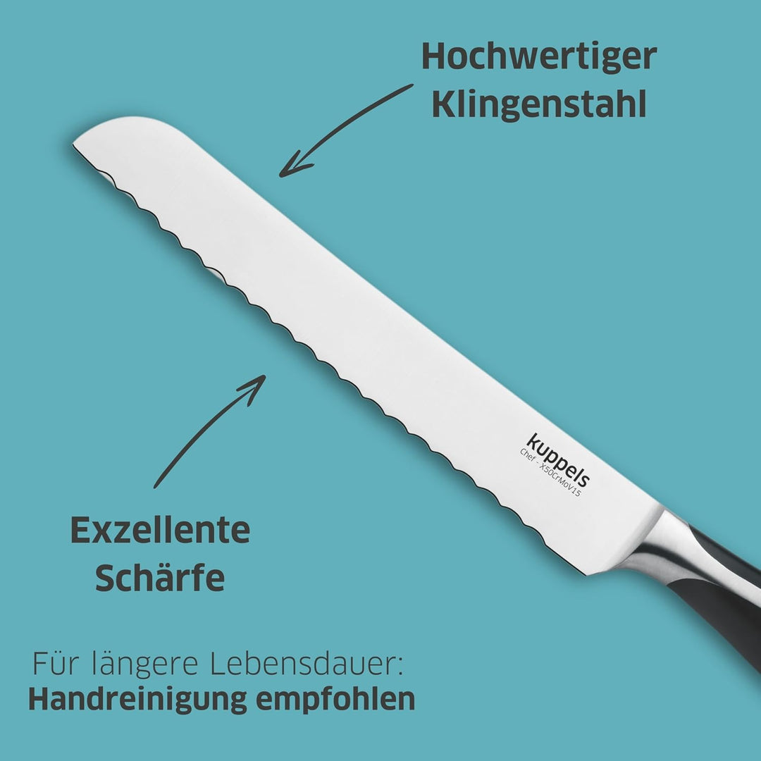 Kuppels CHEF Brotmesser | exzellente Schärfe &amp; Schnitthaltigkeit | hochwertiger Klingenstahl |Küchen