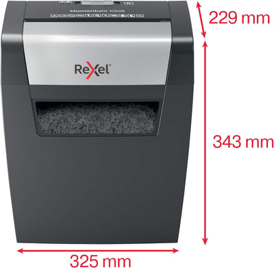 Rexel Aktenvernichter Momentum X308, Partikelschnitt, 9-8 Blatt A4 (70-80 g/m²) Kapazität, Sicherhei