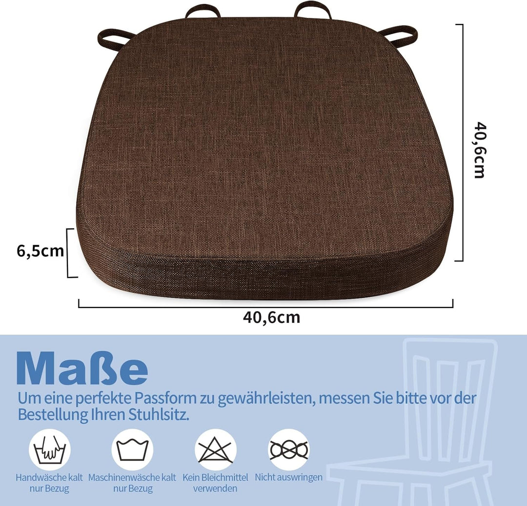 BUYUE Stuhlkissen 6,5 cm dick, U-Form Sitzkissen 40x40 cm mit hochdichtem Schaumstoff, Stoffbezug, r