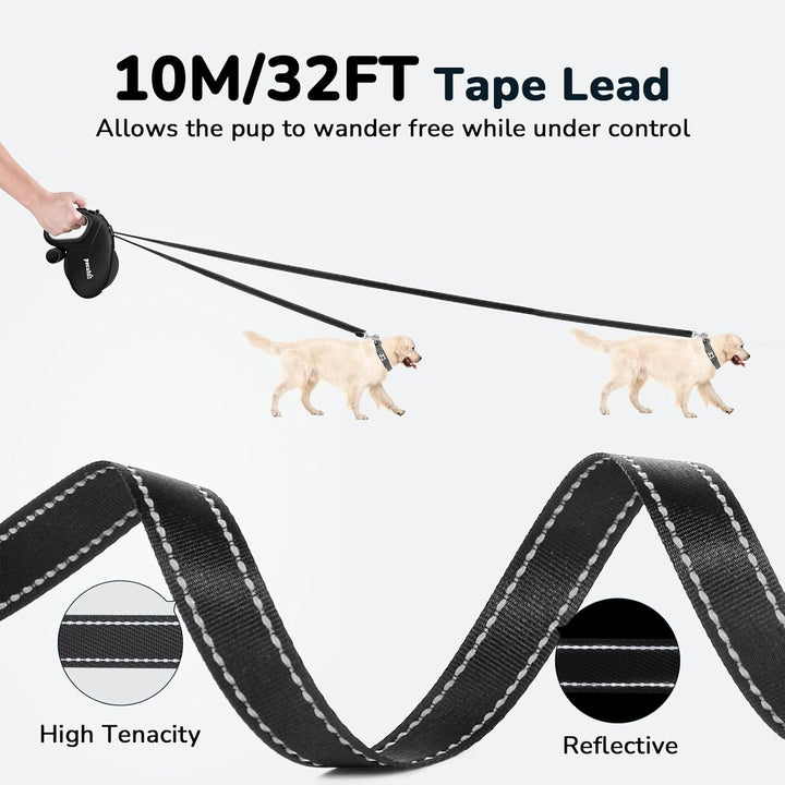 Pecute Hundeleine 10m, Rollleine für Hunde, 360° Verhedderungsfreier Leinenverlängerung, Anti-Rutsch
