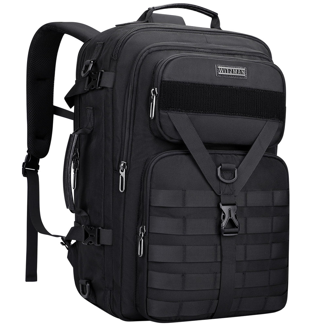 WITZMAN Reiserucksack Herren 45L Gross Nylon 3 in 1 Reisetasche Rucksack für Flugzeug Fit 17 Zoll La