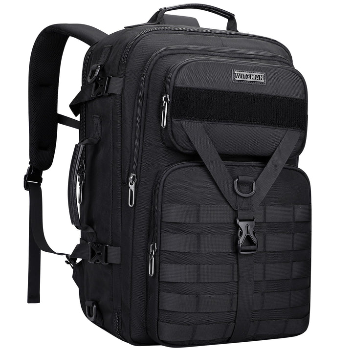 WITZMAN Reiserucksack Herren 45L Gross Nylon 3 in 1 Reisetasche Rucksack für Flugzeug Fit 17 Zoll La