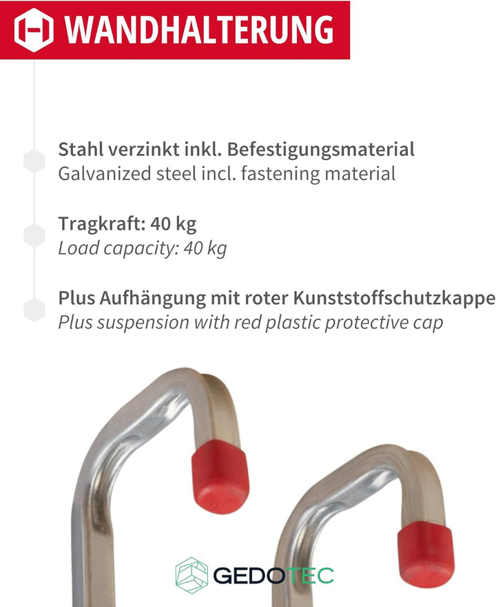 Gedotec Wandhalterung - Wandhaken zum Schrauben Stahl verzinkt | DUO | 6 Stück Gerätehaken Länge: 90