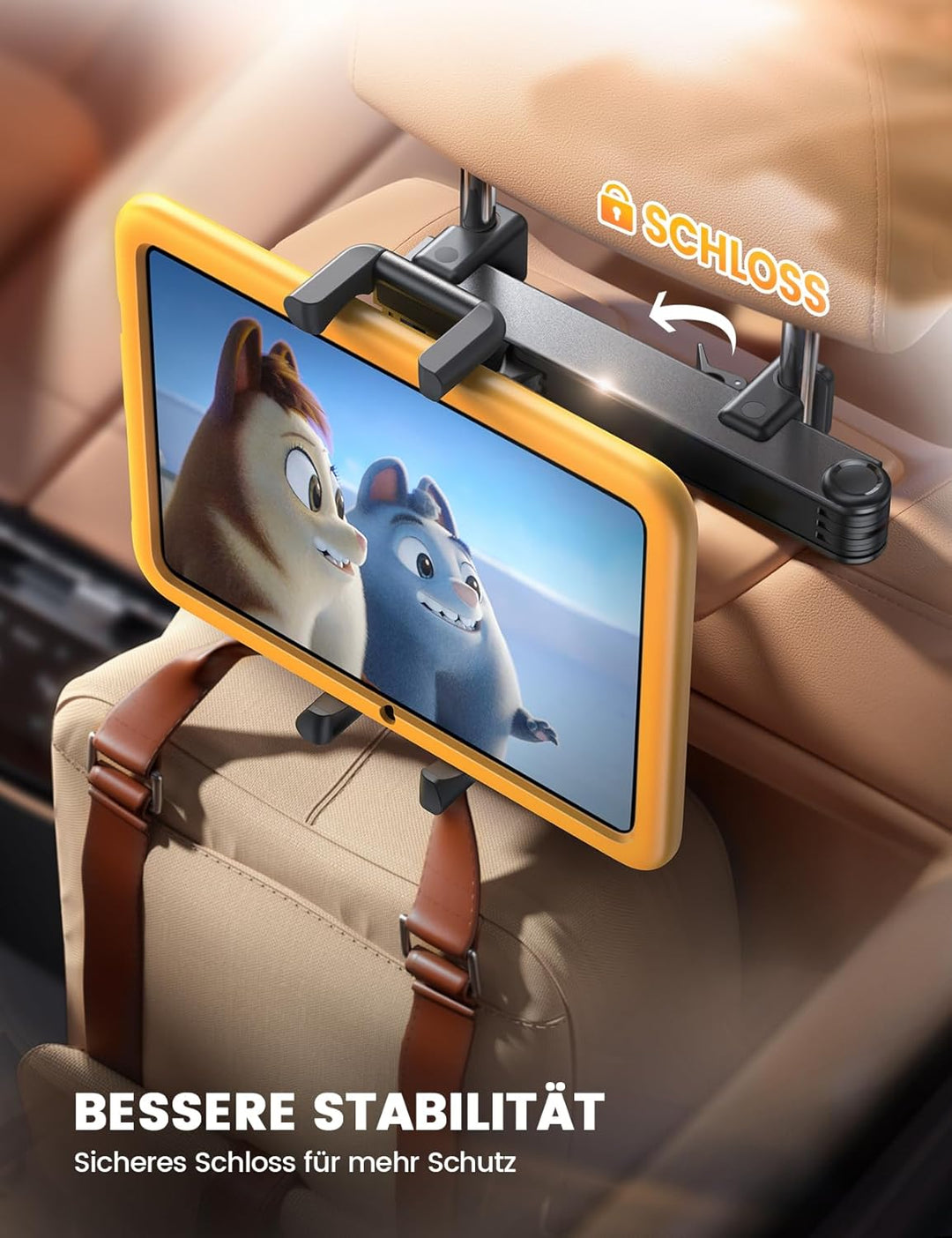 Lamicall Tablet Halterung Auto Kopfstütze - [Doppelt Faltbares Design] Tablethalterungen Auto mit Ab